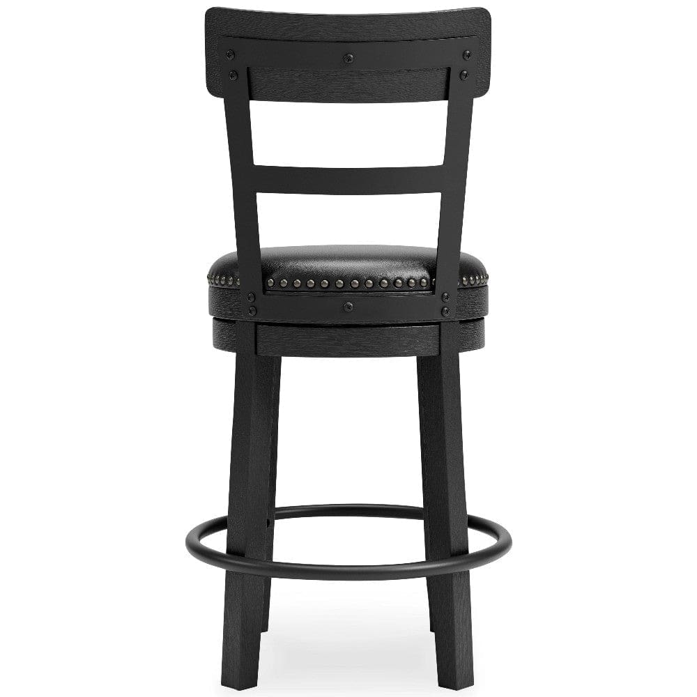 Swivel Barstool with Nailhead Trim and Leatherette Seat Black By Casagear Home BM248093