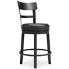 Swivel Barstool with Nailhead Trim and Leatherette Seat, Black By Casagear Home