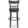 Swivel Barstool with Nailhead Trim and Curved Panel Back Tall Gray By Casagear Home BM248094