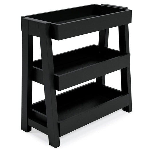 Accent Table with 3 Tier Tray Design Shelves, Black By Casagear Home