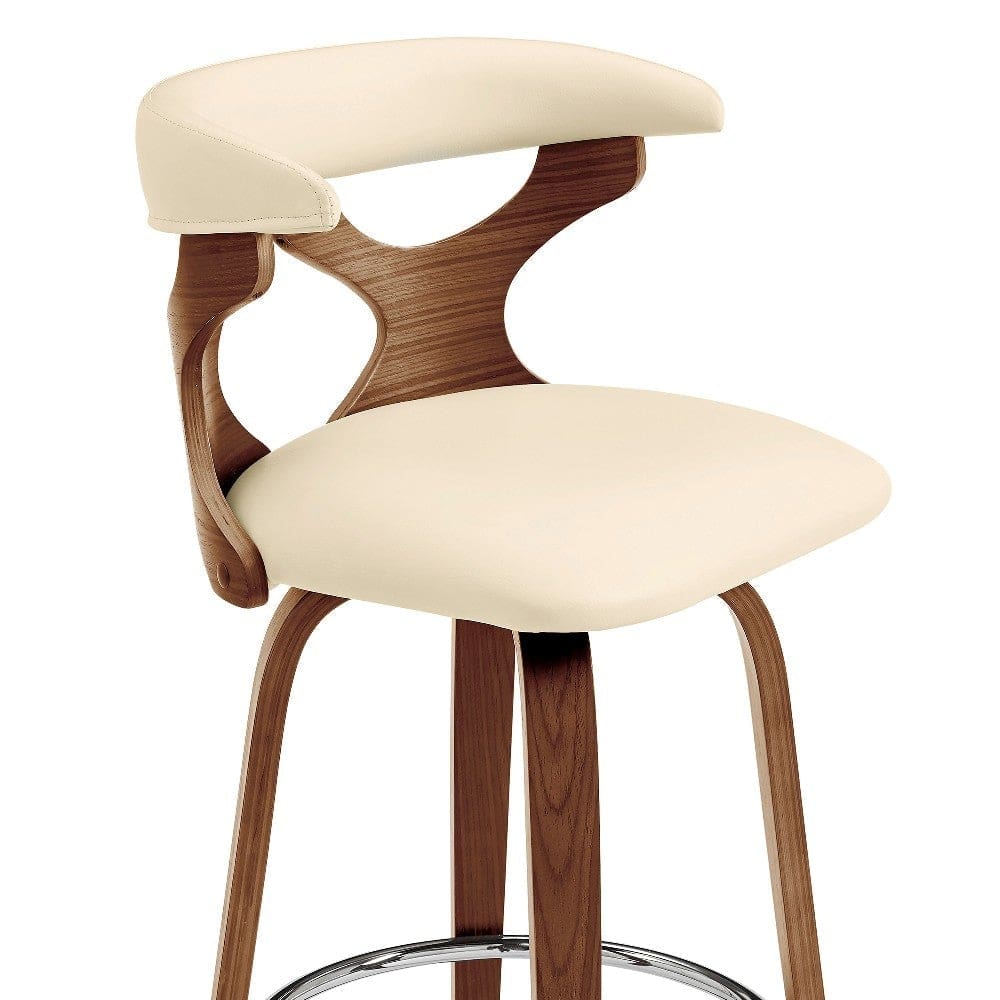 26 Inch Faux Leather Swivel Counter Stool Brown and Cream By Casagear Home BM248142