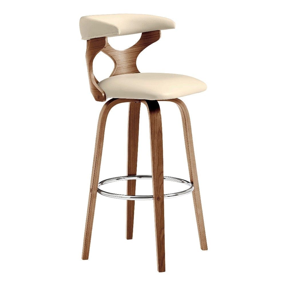 30 Inch Faux Leather Swivel Bar Stool, Brown and Cream By Casagear Home