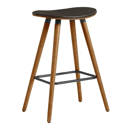 26 Inch Faux Leather Counter Height Backless Bar Stool, Brown By Casagear Home