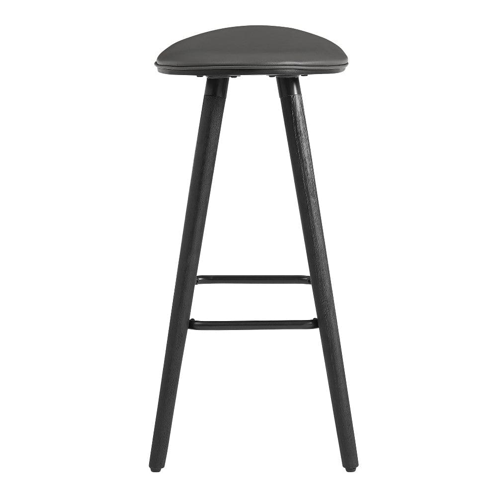 26 Inch Faux Leather Counter Height Backless Bar Stool Black and Gray By Casagear Home BM248149