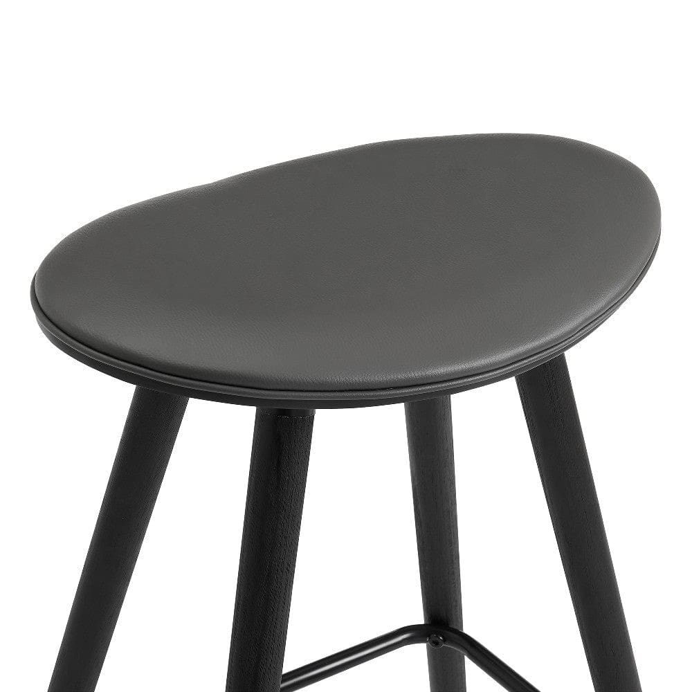 26 Inch Faux Leather Counter Height Backless Bar Stool Black and Gray By Casagear Home BM248149