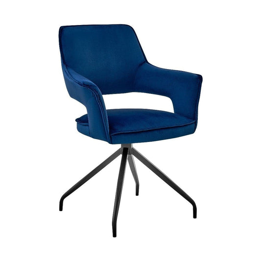 Velvet Upholstered Contemporary Accent Chair, Black and Blue By Casagear Home