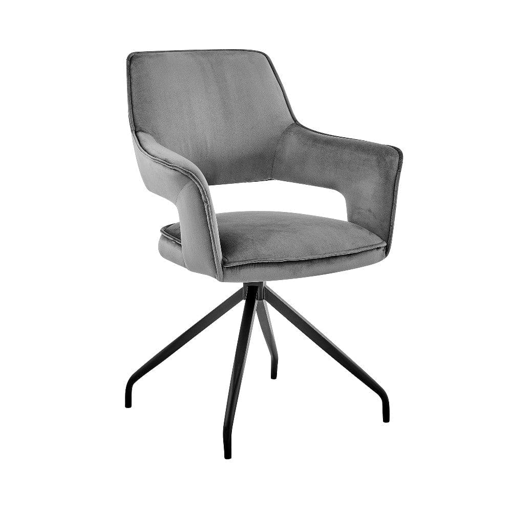 Reid Accent Chair | Velvet Upholstered | Black | Gray