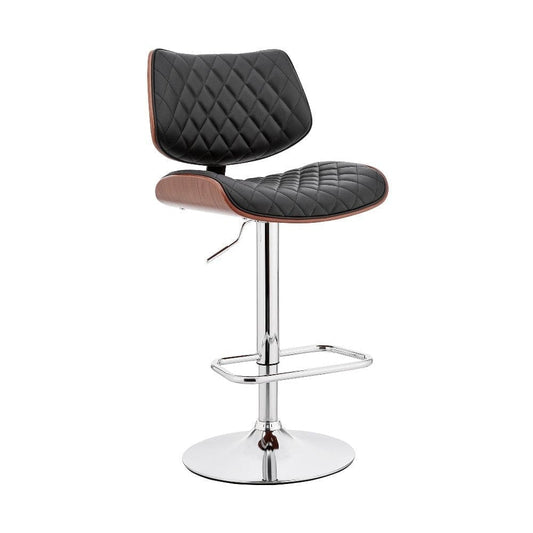 Metal and Faux Leather Adjustable Bar Stool, Black and Silver By Casagear Home