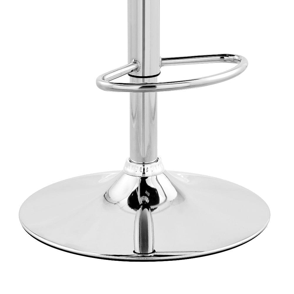 Faux Leather and Metal Adjustable Bar Stool Cream and Silver By Casagear Home BM248175