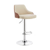 Faux Leather and Metal Adjustable Bar Stool, Cream and Silver By Casagear Home