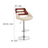 Faux Leather Adjustable Swivel Bar Stool Walnut and Cream By Casagear Home BM248182