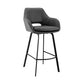 26 Inch Leatherette and Metal Swivel Counter Stool, Black and Gray By Casagear Home