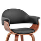 Leatherette Dining Chair with Curved Seat Black and Brown By Casagear Home BM248192