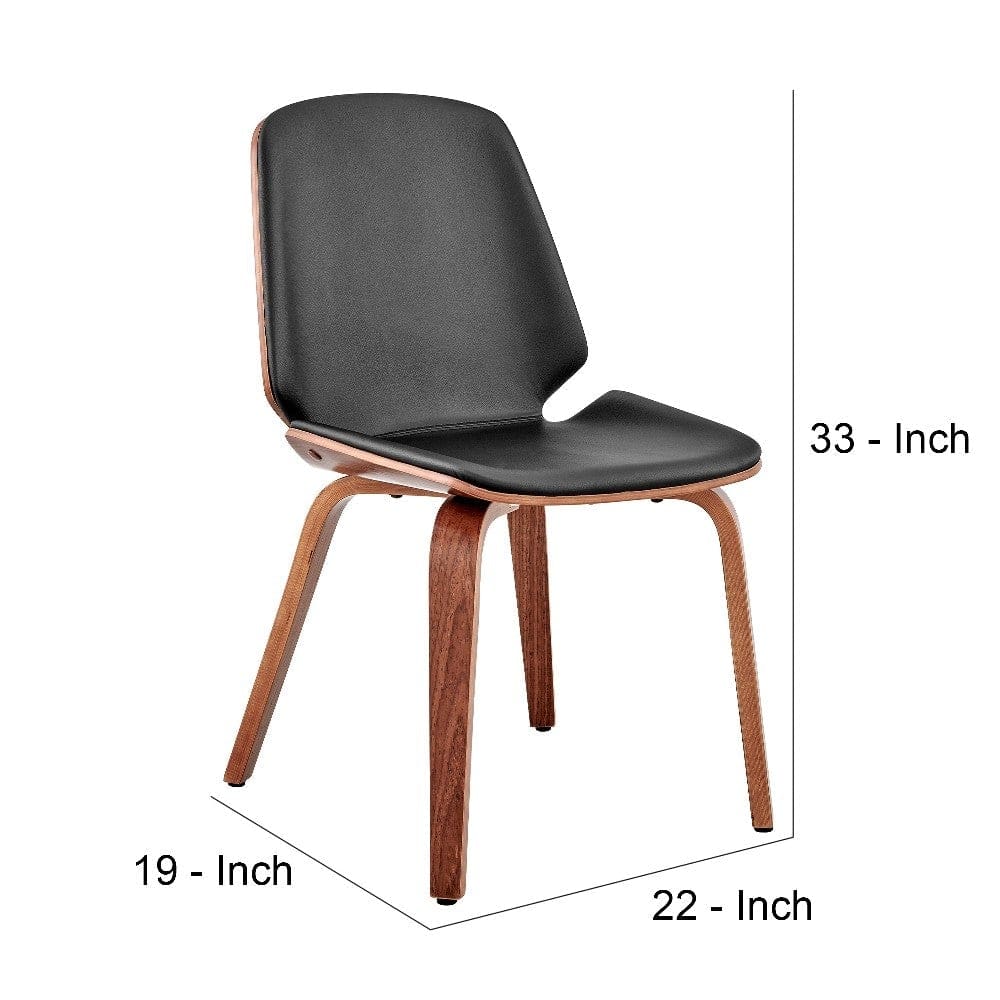 Leatherette Dining Chair with Slightly Curved Seat Black By Casagear Home BM248195