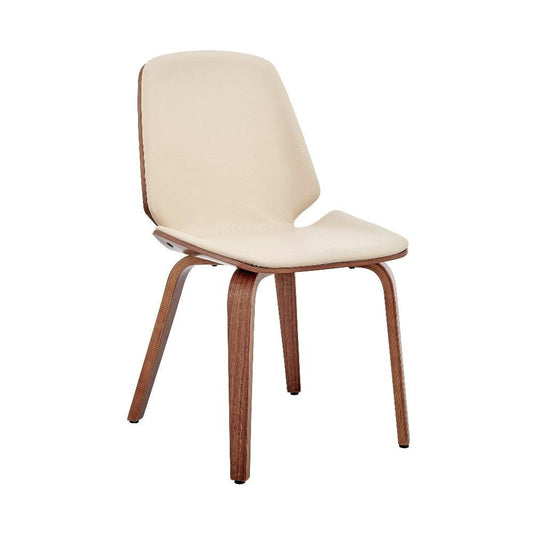 Leatherette Dining Chair with Slightly Curved Seat, Cream By Casagear Home