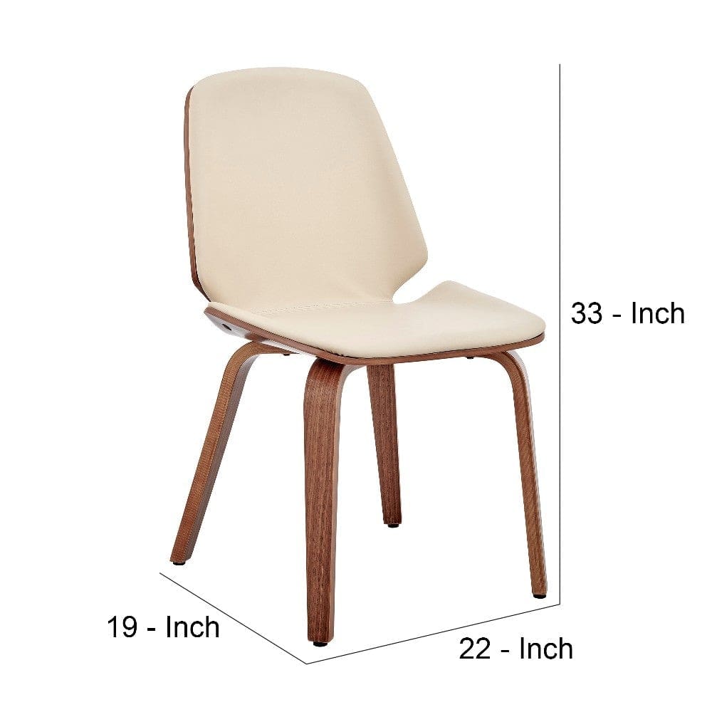 Leatherette Dining Chair with Slightly Curved Seat Cream By Casagear Home BM248197