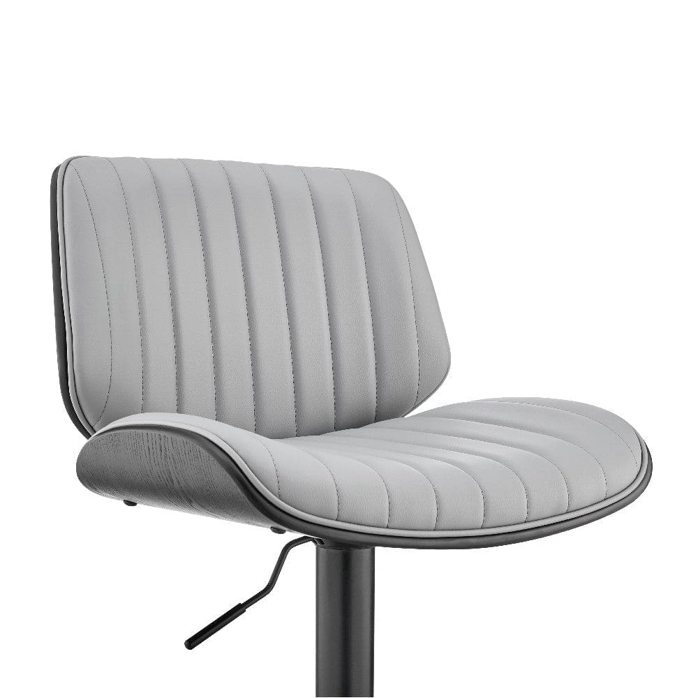 Barstool with Channel Tufted Leatherette Seat Gray and Black By Casagear Home BM248222