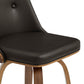 Swivel Counter Stool with Button Tufted Curved Back Dark Brown By Casagear Home BM248283