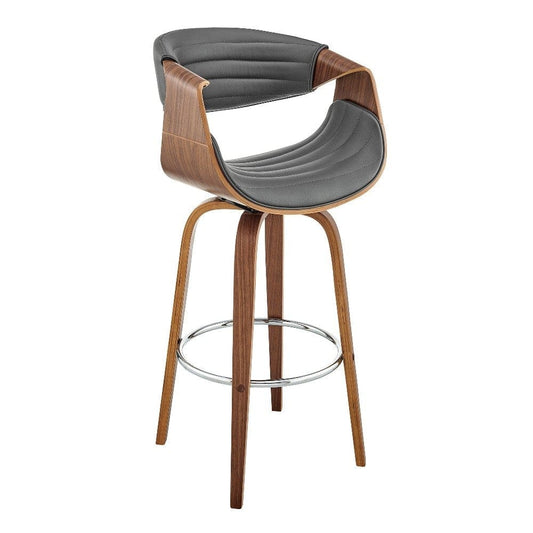 Swivel Bar Stool with Leatherette Bucket Seat, Gray By Casagear Home