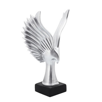 Resin Eagle Design Table Decor with Block Base, Silver By Casagear Home