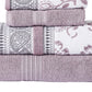 Veria 6 Piece Towel Set with Paisley and Floral Motif Pattern The Urban Port Purple By Casagear Home BM250060