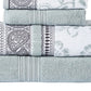 Veria 6 Piece Towel Set with Paisley and Floral Pattern The Urban Port Sage Blue By Casagear Home BM250061