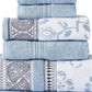 Veria 6 Piece Towel Set with Paisley and Floral Pattern The Urban Port Blue By Casagear Home BM250062