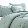 Veria 4 Piece Queen Comforter Set with Leaf Vein Stitching The Urban Port Green By Casagear Home BM250129