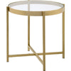 Liora End Table | Round Glass Top | Metal Frame | Gold