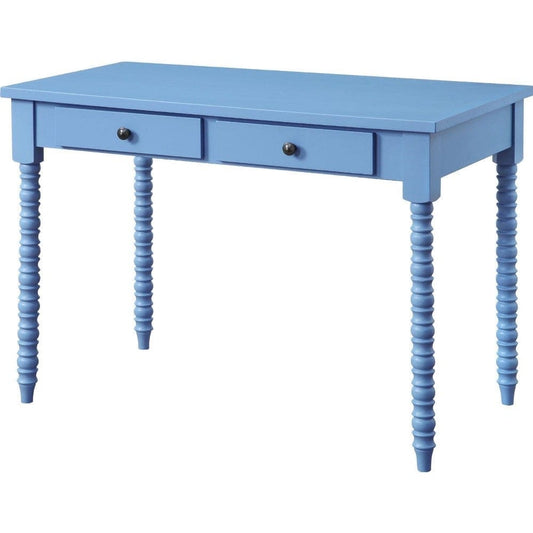 Recatngular Wooden Storage Drawer Writing Desk, Blue By Casagear Home