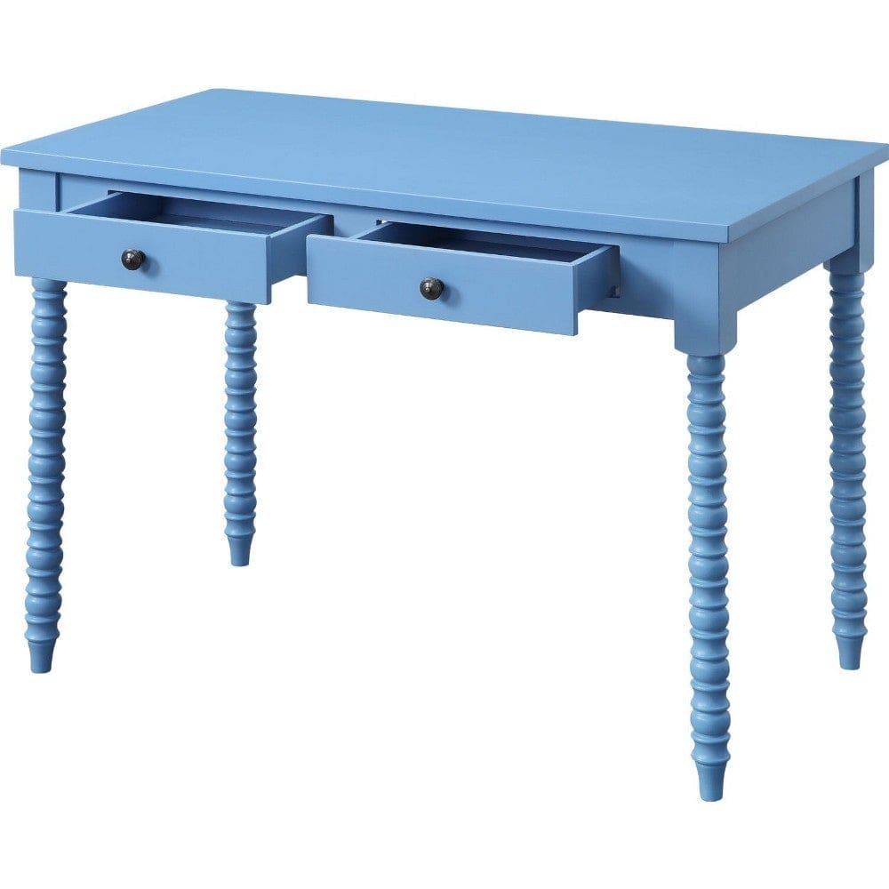 Recatngular Wooden Storage Drawer Writing Desk Blue By Casagear Home BM250254