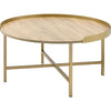 Kai Coffee Table | 34" | Round Tray Top | Brown | Brass