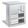 Liora Accent Table | C Shape | Mirrored Panels | Silver