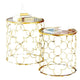 Liora Nesting Table | 2 Piece | Round | Lattice Base | Gold