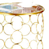 2 Piece Round Nesting Table with Lattice Metal Base Gold By Casagear Home BM250298