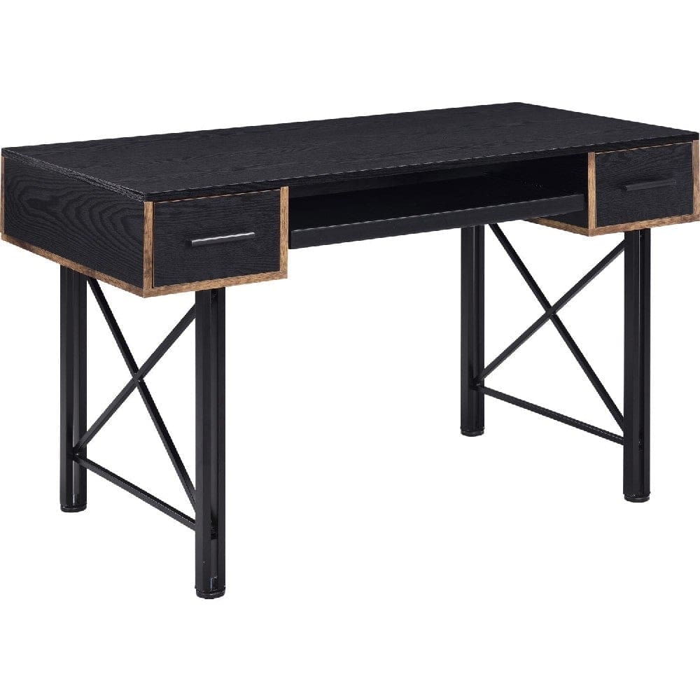 Computer Desk with 2 Drawers and Keyboard Tray, Black By Casagear Home