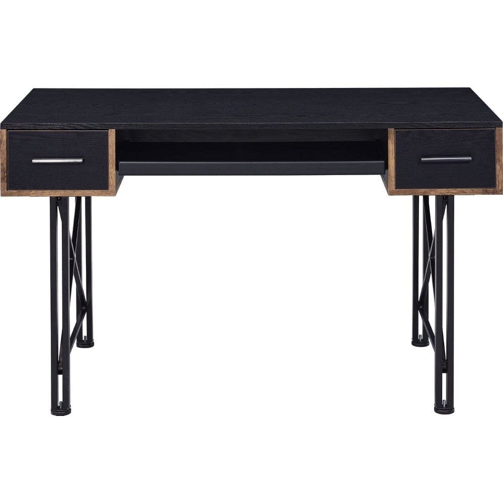 Computer Desk with 2 Drawers and Keyboard Tray Black By Casagear Home BM250324