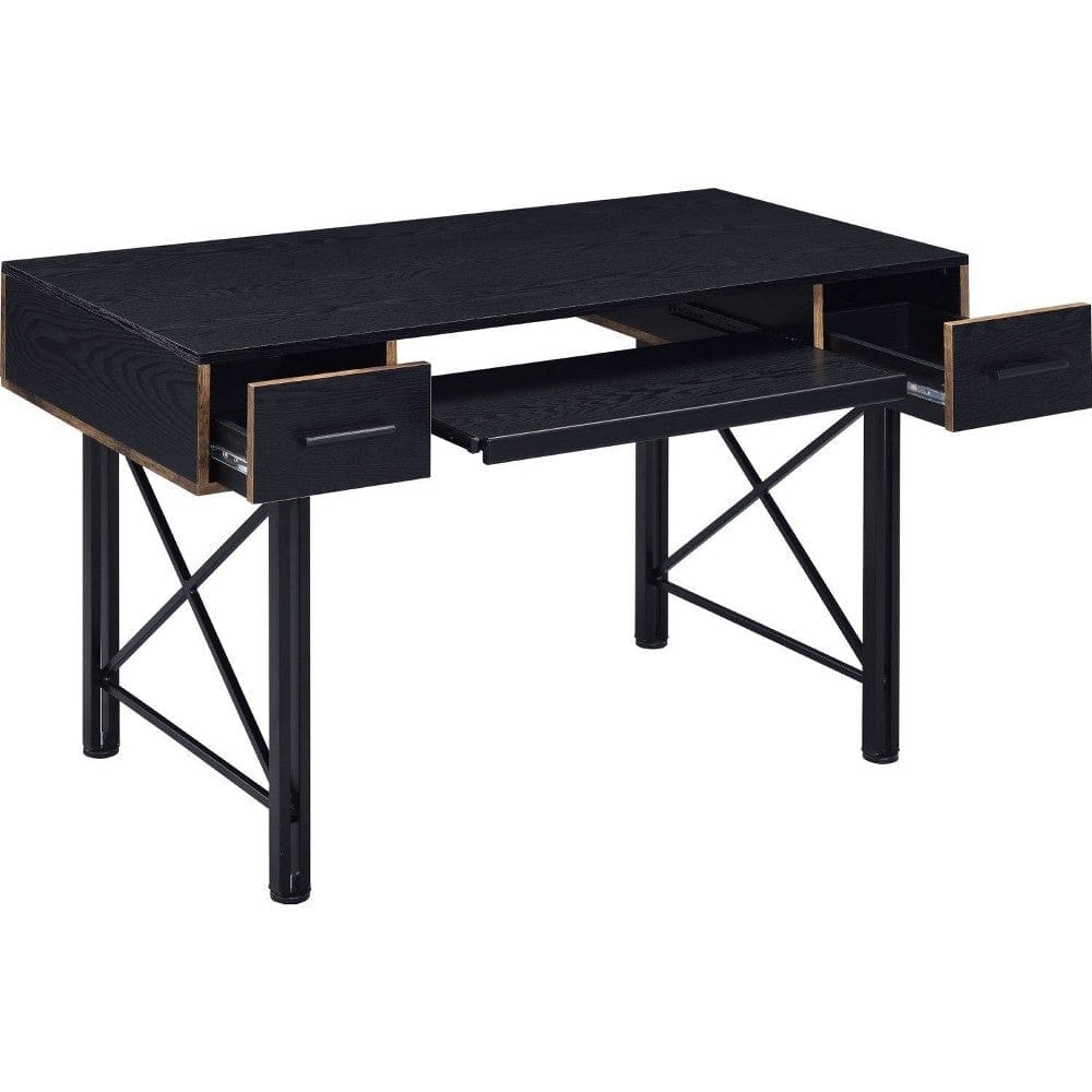 Computer Desk with 2 Drawers and Keyboard Tray Black By Casagear Home BM250324