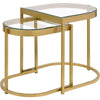 2 Piece Nesting Table with Half Oval Shape Metal Frame, Gold By Casagear Home