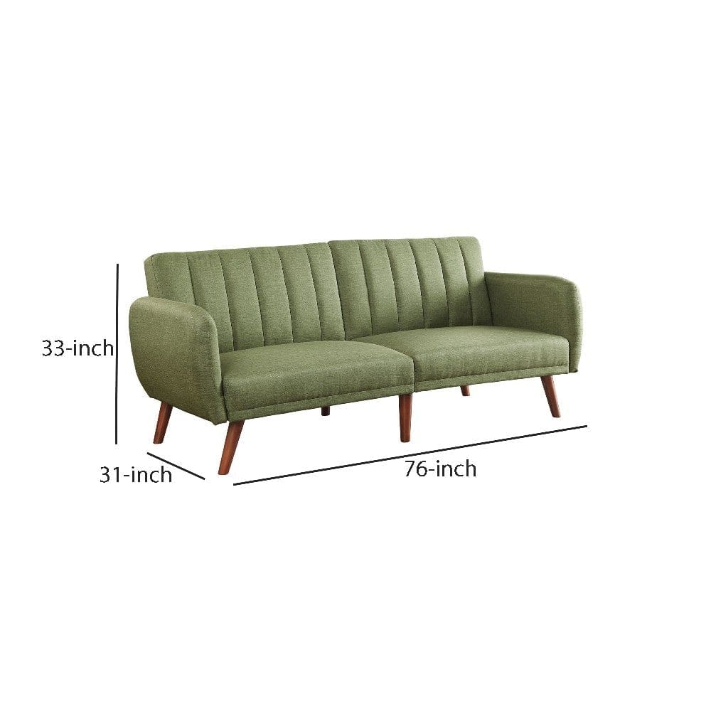 Fabric Upholstered Adjustable Sofa Green and Brown By Casagear Home BM250358