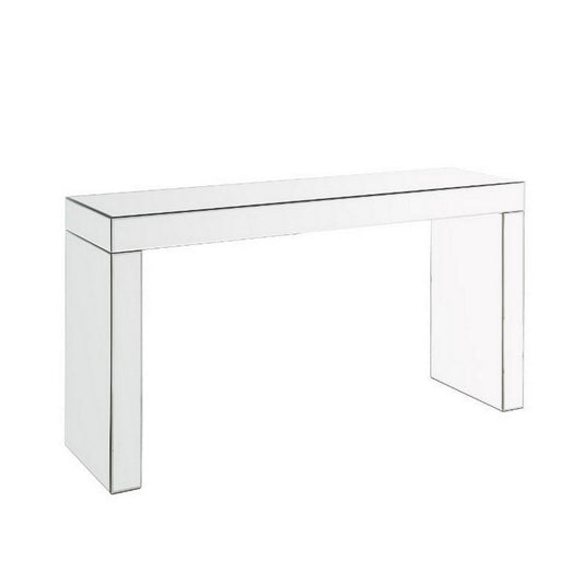 Writing Desk with Mirror Panel Frame and Panel Base, Silver By Casagear Home