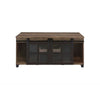 Coffee Table with 2 Barn Sliding Glass Doors and Pull Out Tray Brown By Casagear Home BM250675