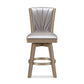 Counter Height Stool with Padded Stitched Back Pearl Gray By Casagear Home BM250964