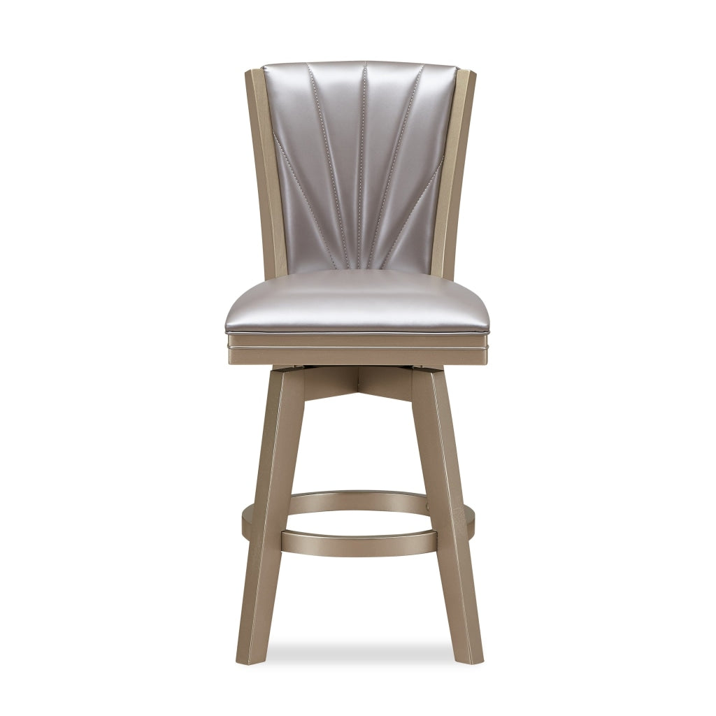 Counter Height Stool with Padded Stitched Back Pearl Gray By Casagear Home BM250964