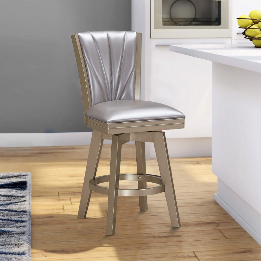 Preston Counter Stool Set | Padded Stitched Back | Pearl Gray