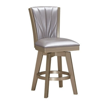 Counter Height Stool with Padded Stitched Back, Pearl Gray By Casagear Home