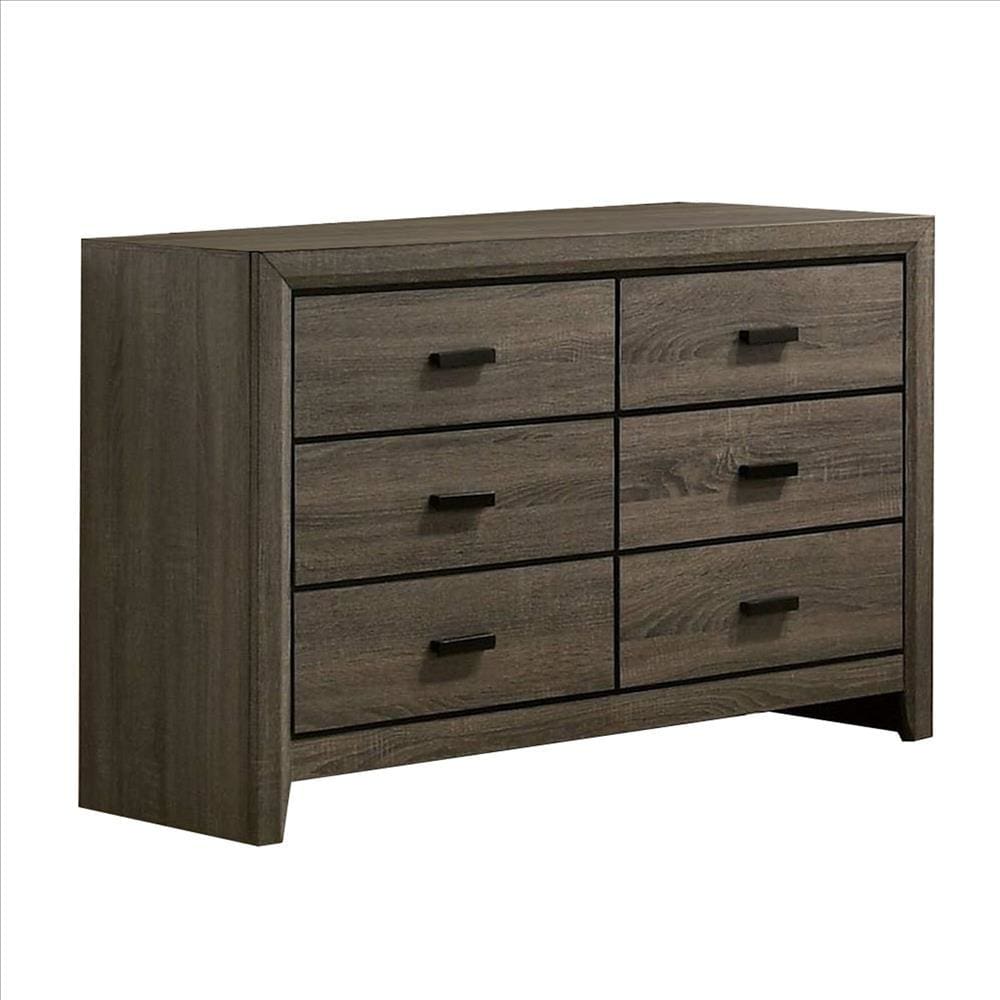 Dorian Dresser | Black Rectangular Pull Handles | Gray