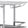 Bar Table with Faux Marble and Chrome Finish White and Silver By Casagear Home BM253019