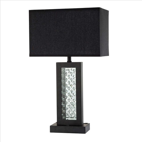 Nova Table Lamp | Embedded Glass Panel | 9" | Black