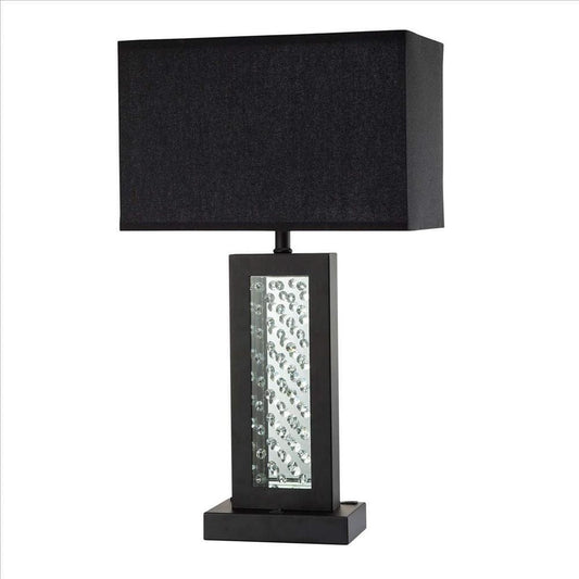 Nova Table Lamp | Embedded Glass Panel | 9" | Black